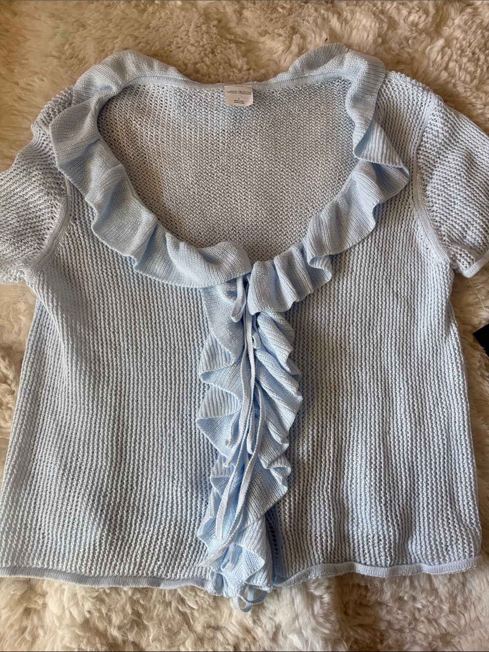 wild fable Light Blue Ruffle Knit Top
